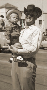 Daddy and Jann at the Annual Rodeo Parade.  Yippee-aye-yo-yi-yay.